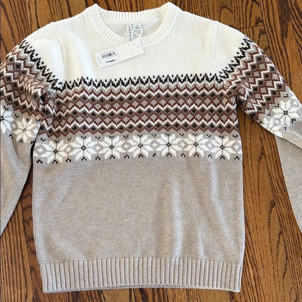 Kid’s Beige and Brown Patterned Sweater